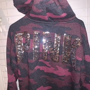 vs pink camo sherpa hoodie